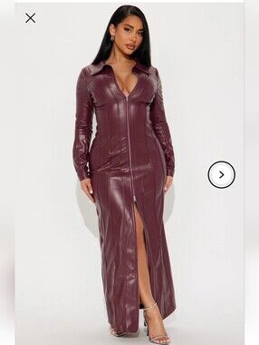 Fashion Nova "Nelly Faux Leather Maxi Dress"